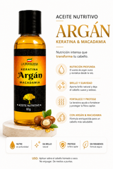 Aceite Nutritivo Argán, Keratina Y Macadamia — La Brasiliana 60g