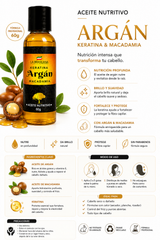 Aceite Nutritivo Argán, Keratina Y Macadamia — La Brasiliana 60g